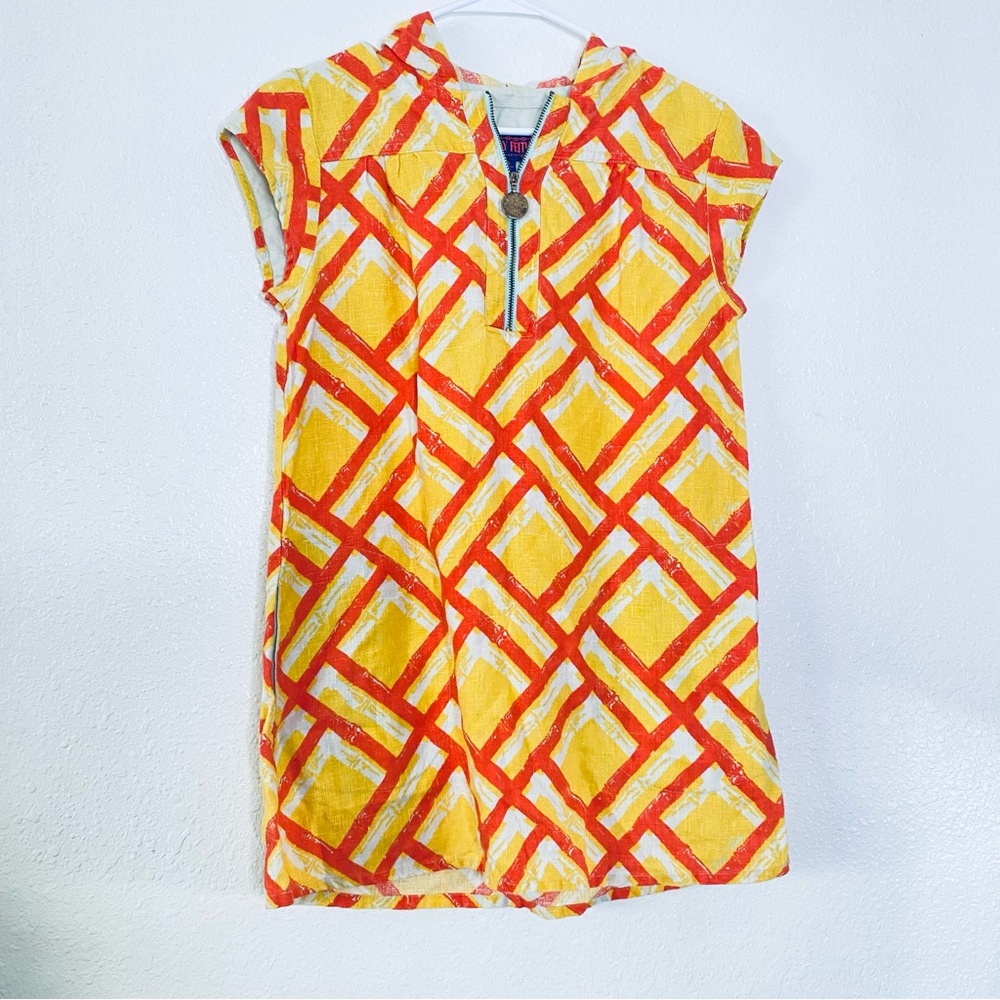 Tracy Feith For Target Retro 100% Linen Mini Hooded Swim Coverup Tunic Dress XS